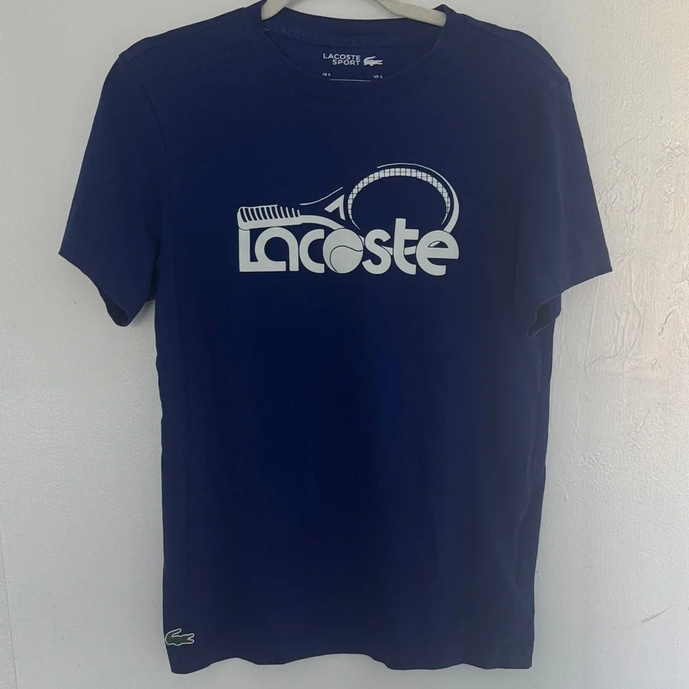 Lacoste Blue T-Shirt with Tennis Graphic - Picture 4 of 4
